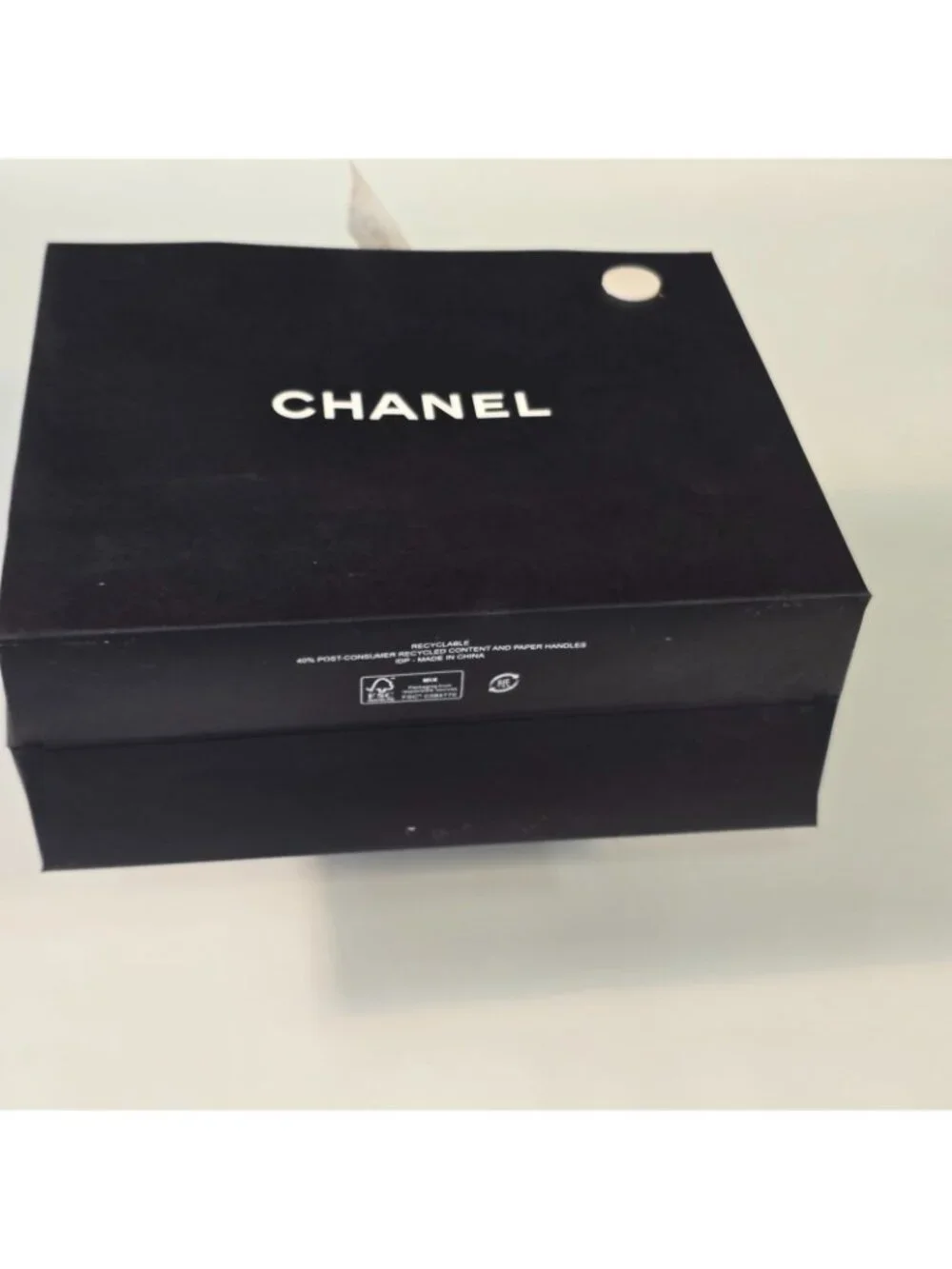 CHANEL Classic Black Paper Gift Shopping Bag Rope Handles Ribbon 8.5